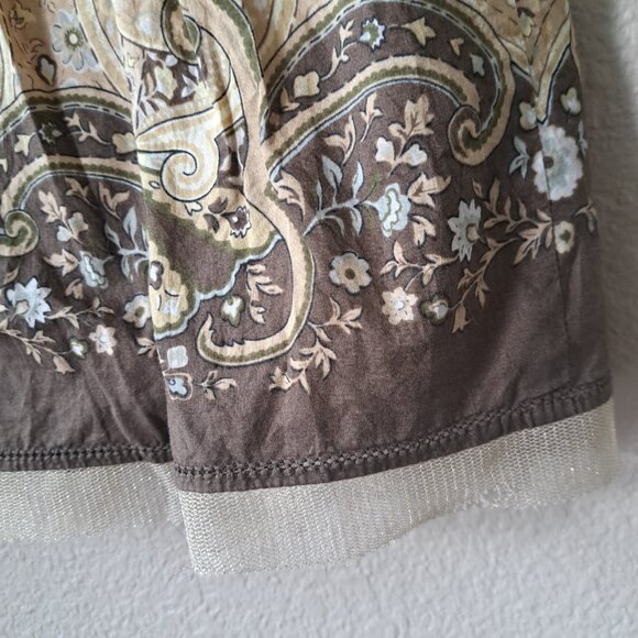 ❤️Talbots Vintage 00s Drop Waist Brown & Gold Midi Skirt 4P - Picture 4 of 9